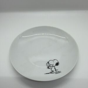 LAWSON Peanuts Snoopy Ceramic Plate White Black Round Glossy Decorative 2017